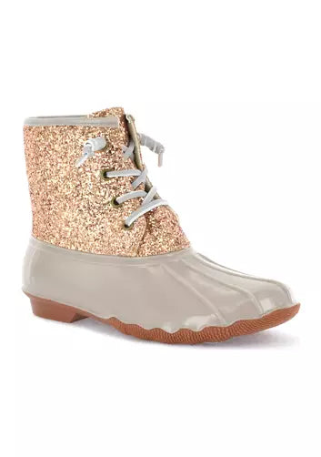 Ocean + Coast Gold Glitter Rain Boots