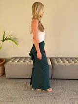 Bow Back Ponte Pencil Skirt - Hunter Green